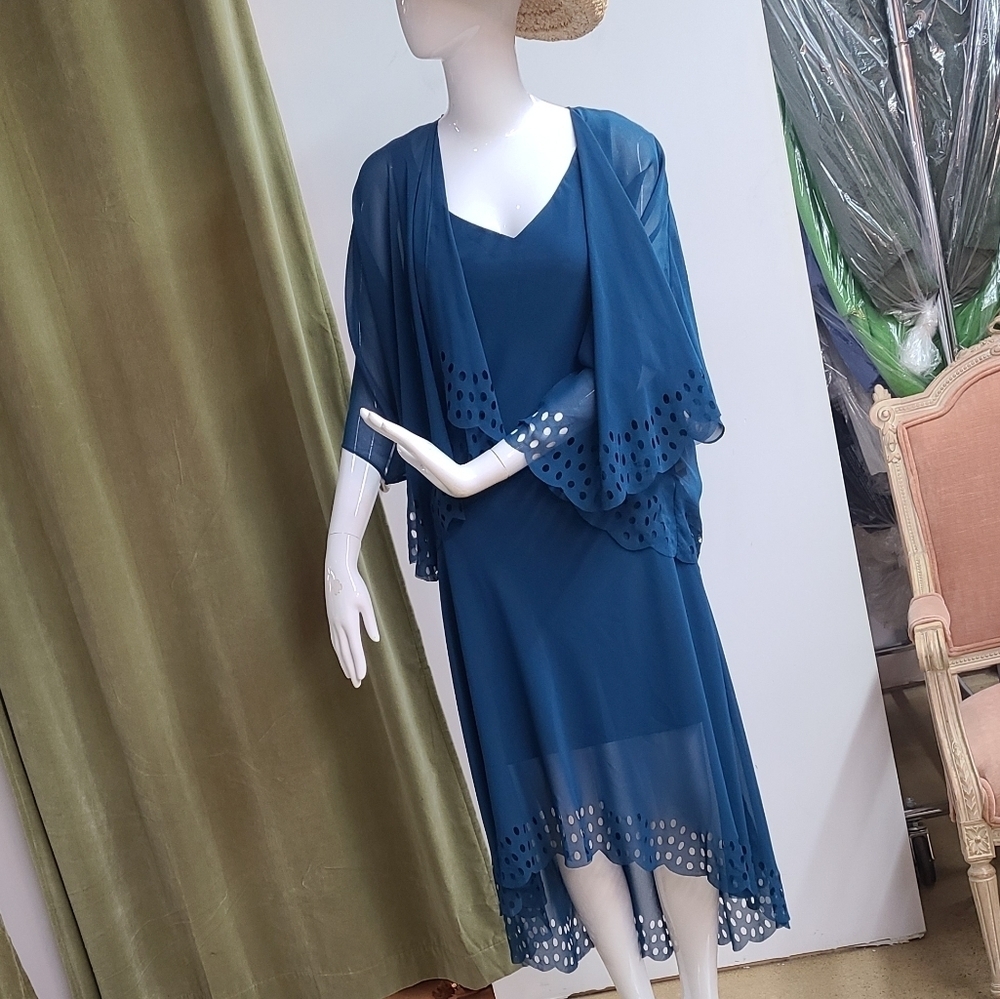 NWT SL Fashions 2PC Chiffon Dress and Cardigan